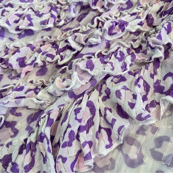 Rococo Sand Avana Midi ruffled corset dress, high low hem, leopard print, sz M - Picture 5 of 17